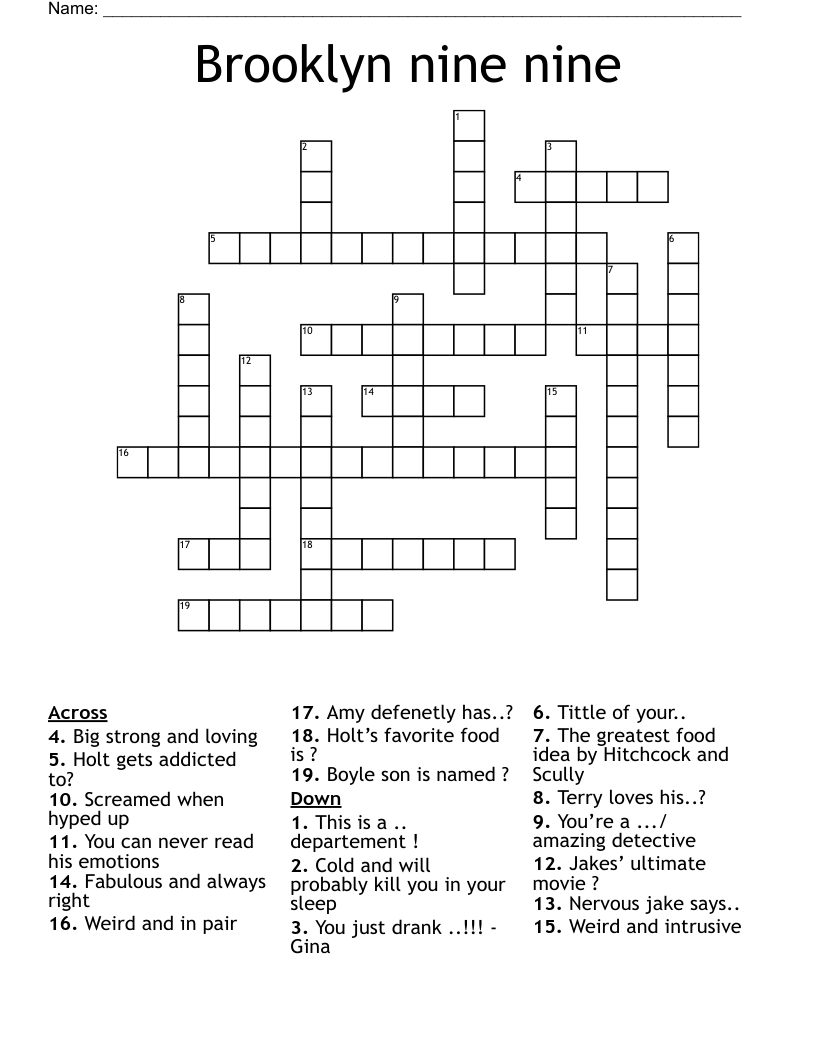 Brooklyn nine nine Crossword