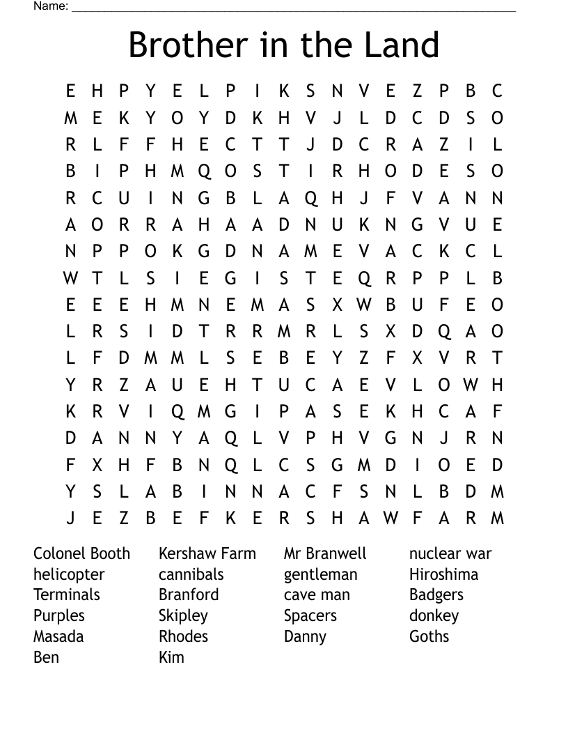 Brother in the Land Word Search