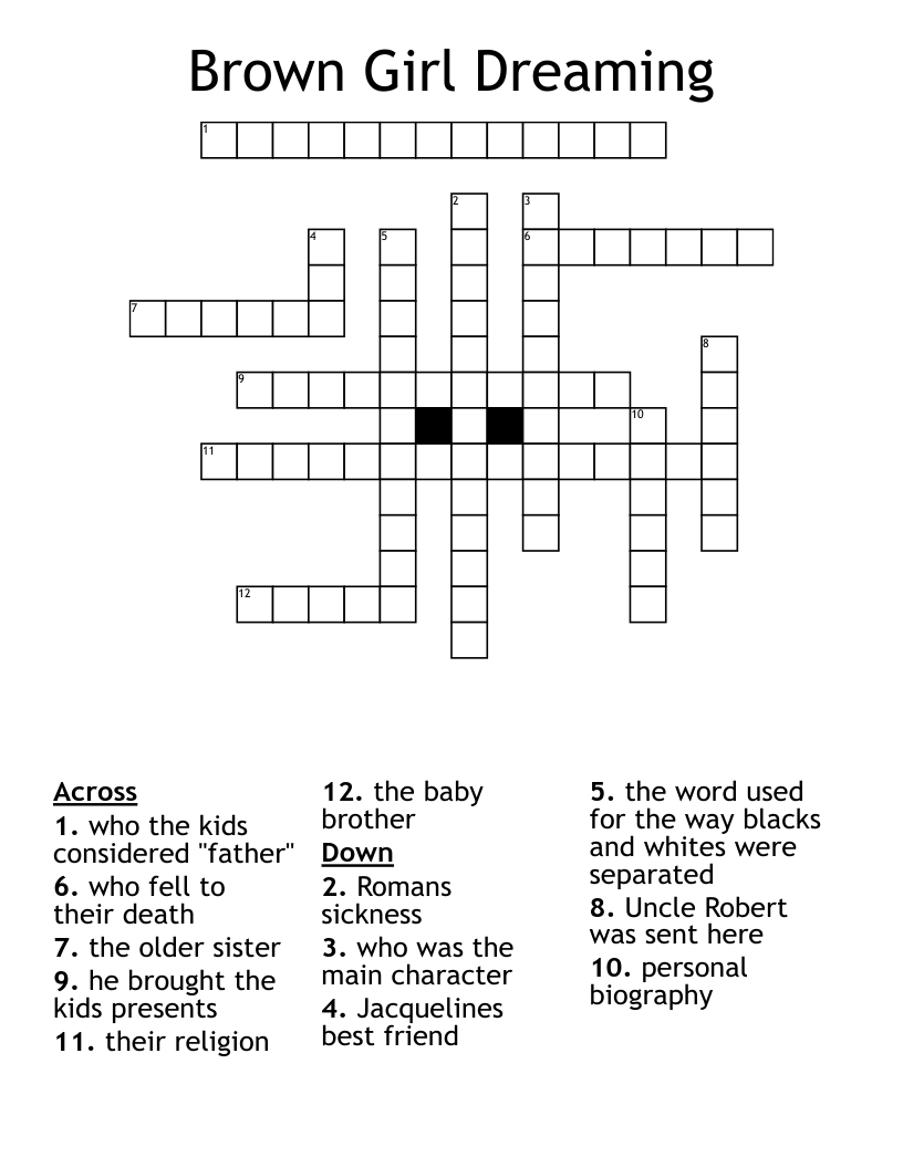 Brown Girl Dreaming Crossword