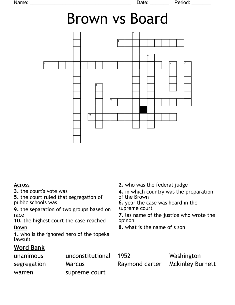 Brown vs Board Crossword