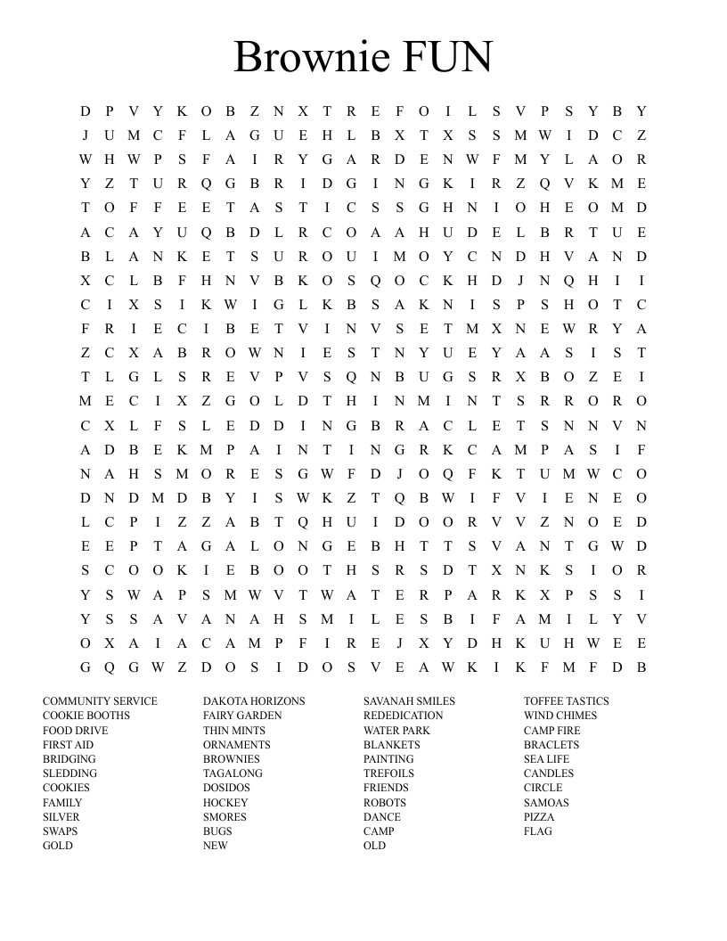 Brownie FUN Word Search
