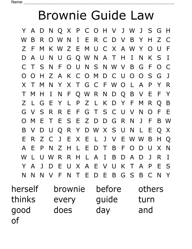 Brownie Guide Law Word Search
