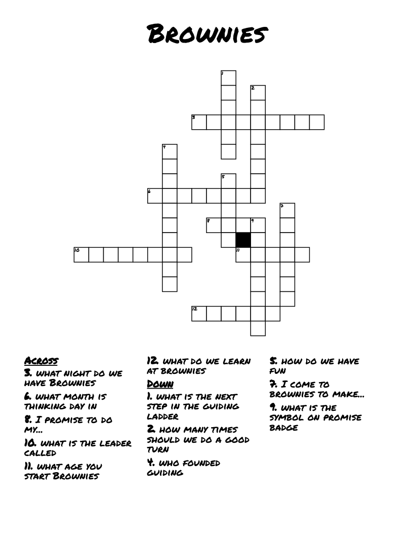 Brownies Crossword