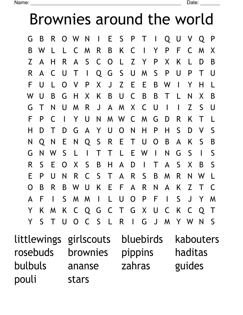 Brownies around the world Word Search