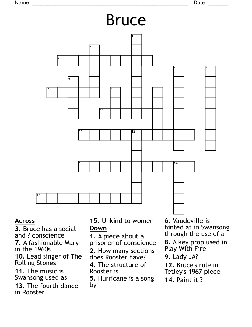 Bruce Crossword