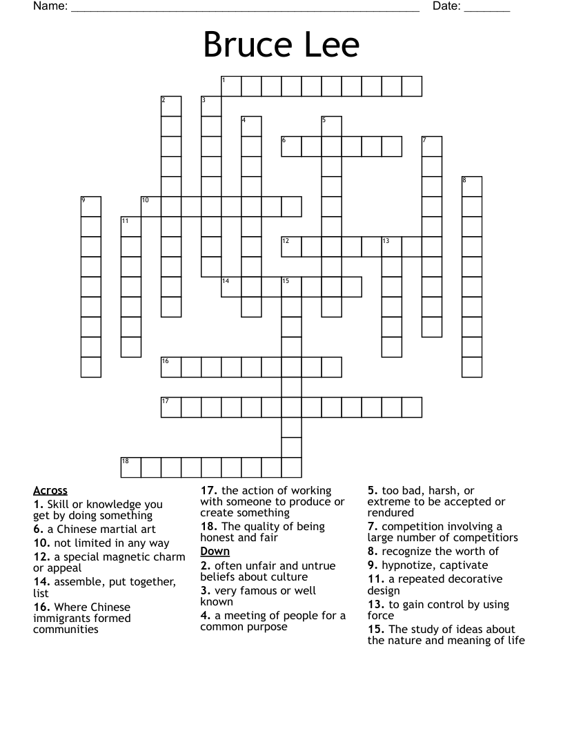 Bruce Lee Crossword