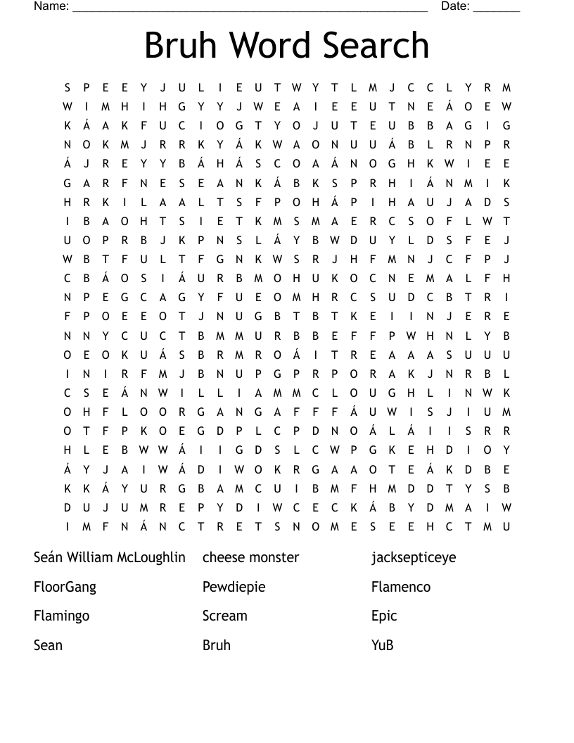 Bruh Word Search