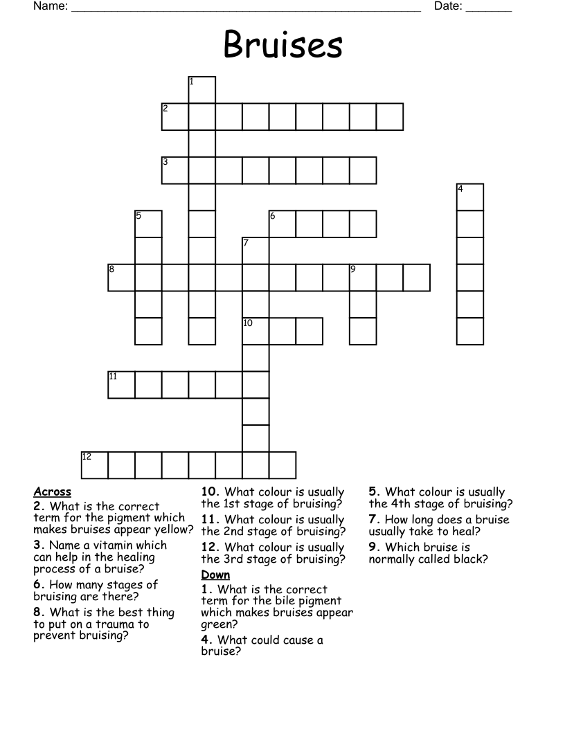 Bruises Crossword