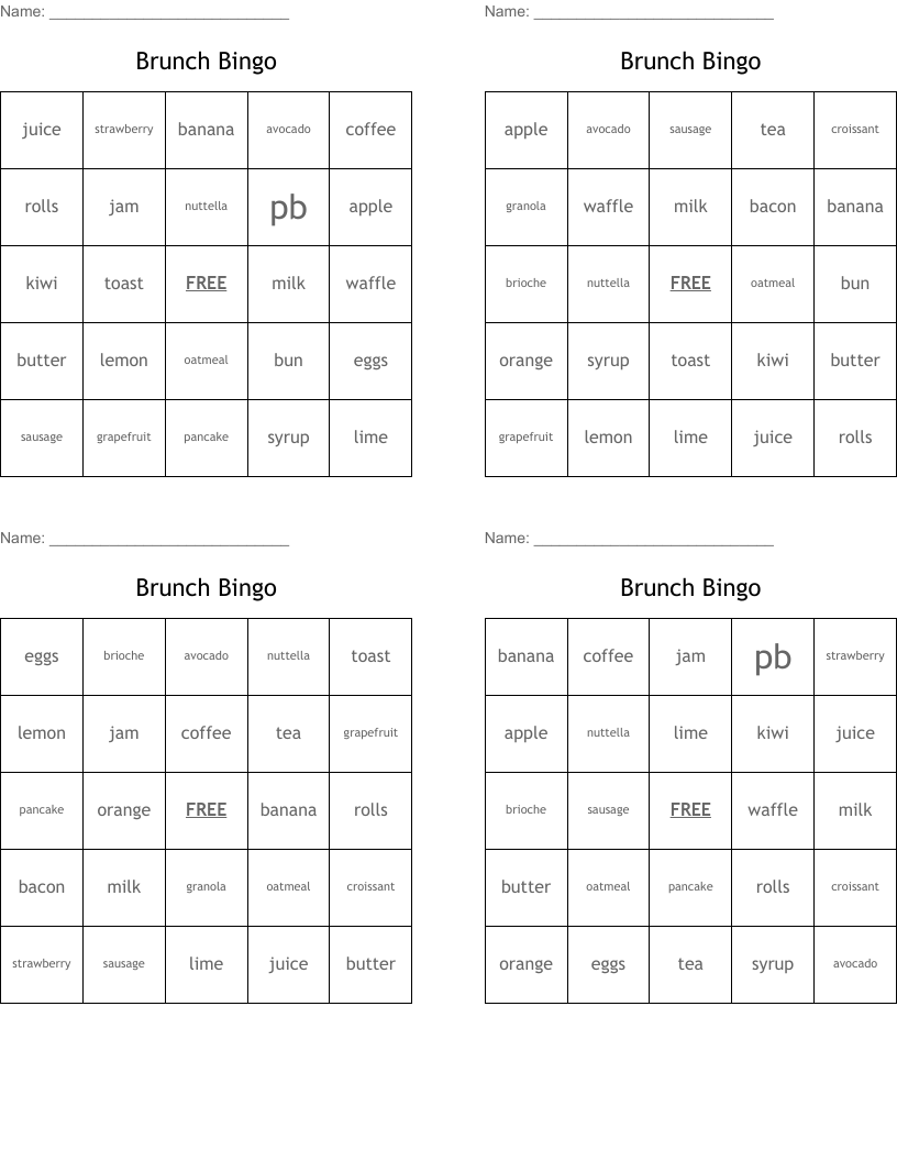 Brunch Bingo