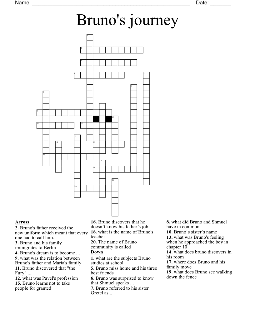 Bruno's journey Crossword