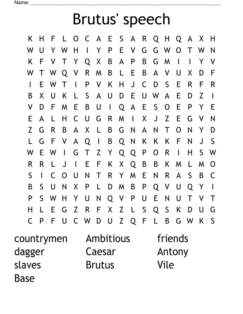 Brutus' speech Word Search