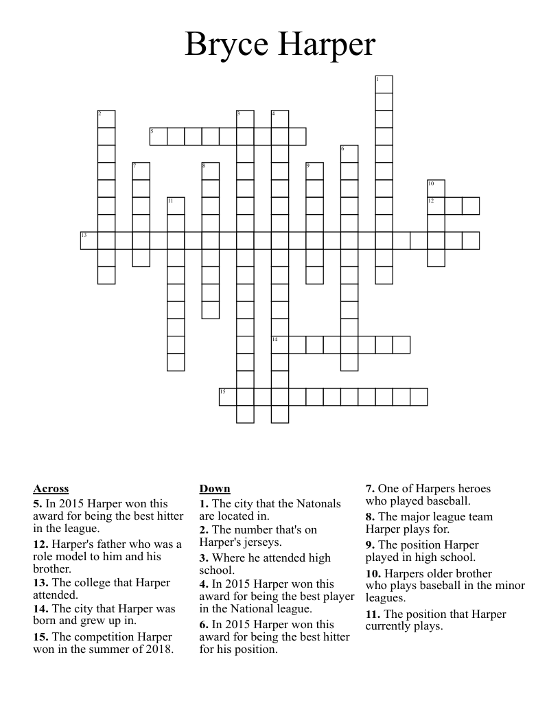 Bryce Harper  Crossword