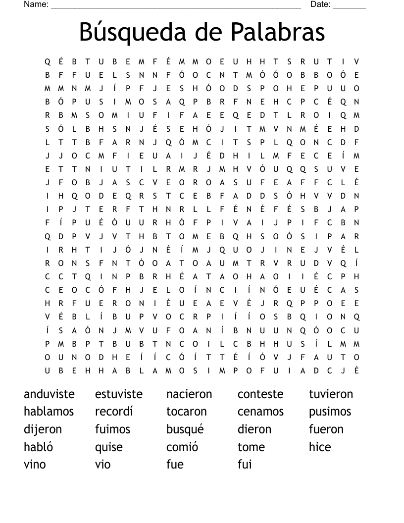 Búsqueda de Palabras Word Search