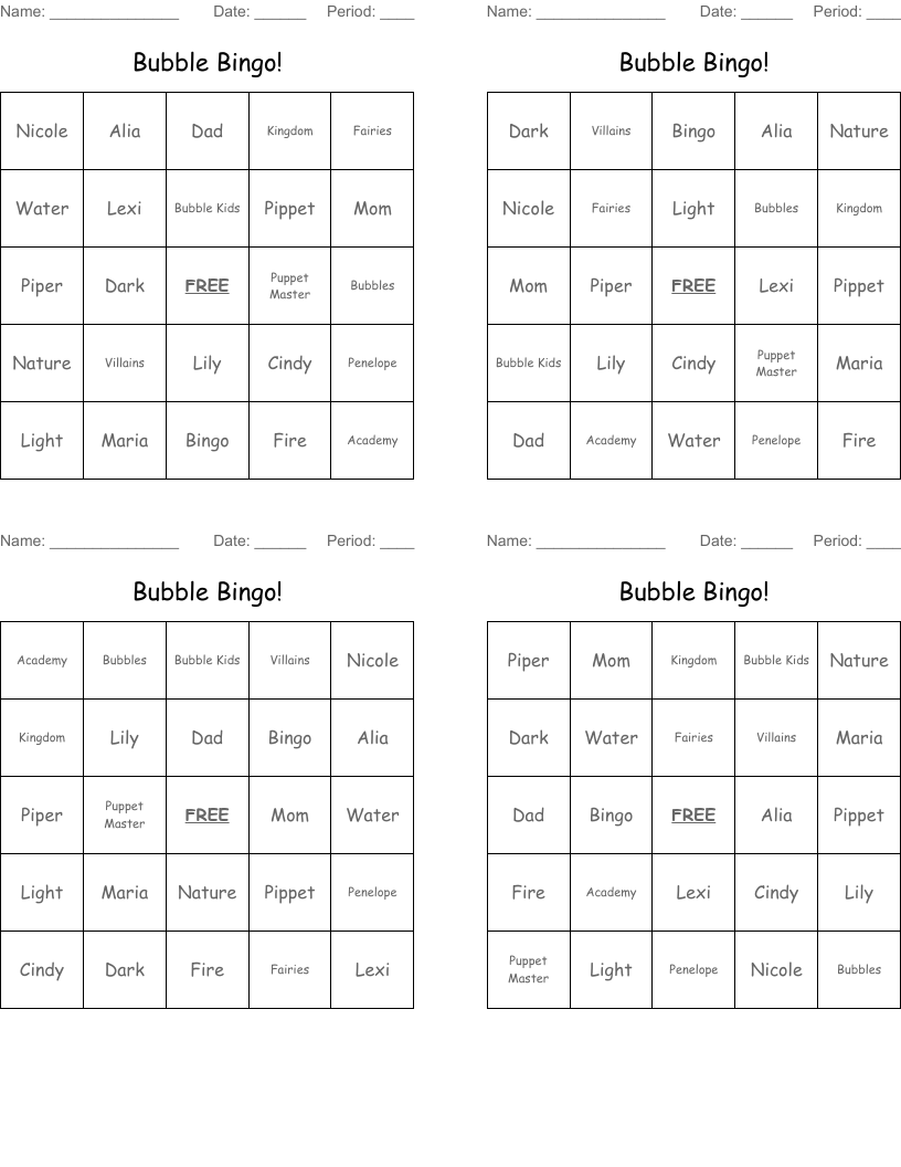 Bubble Bingo!