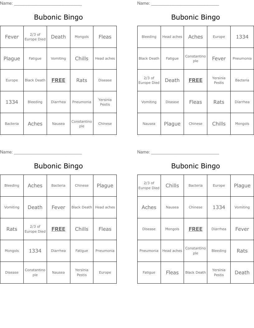 Bubonic Bingo