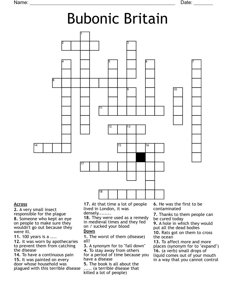 Bubonic Britain Crossword