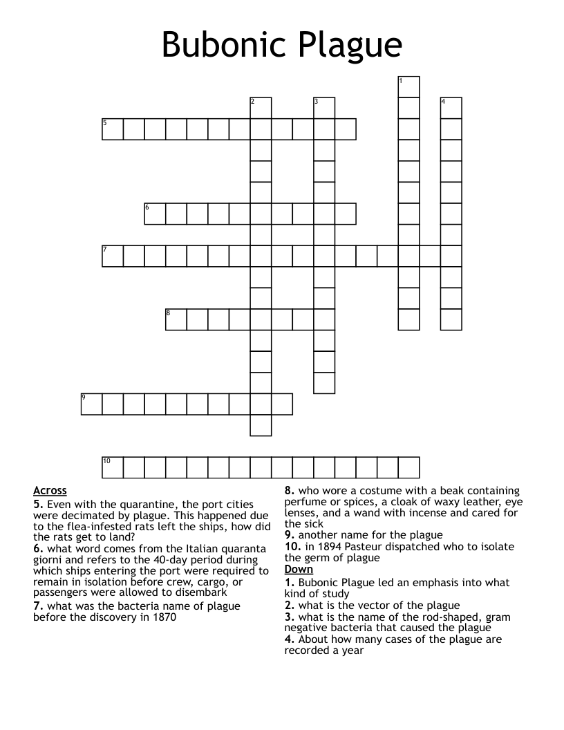 Bubonic Plague Crossword