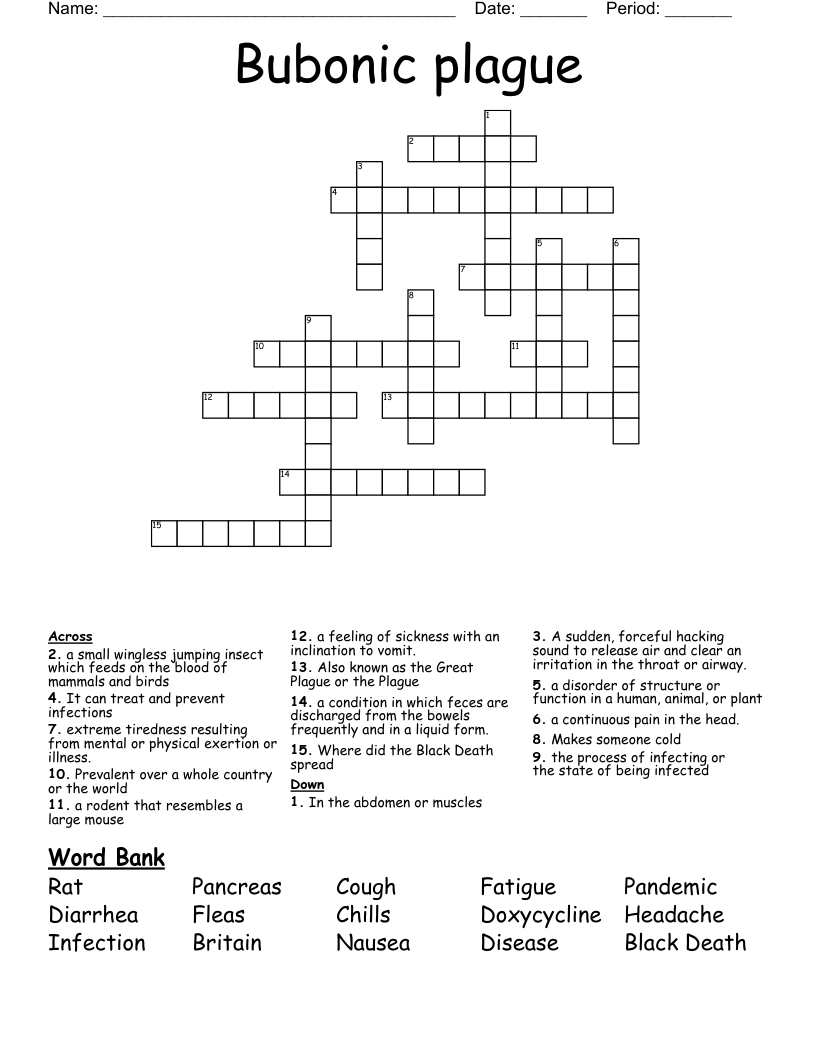 Bubonic plague  Crossword