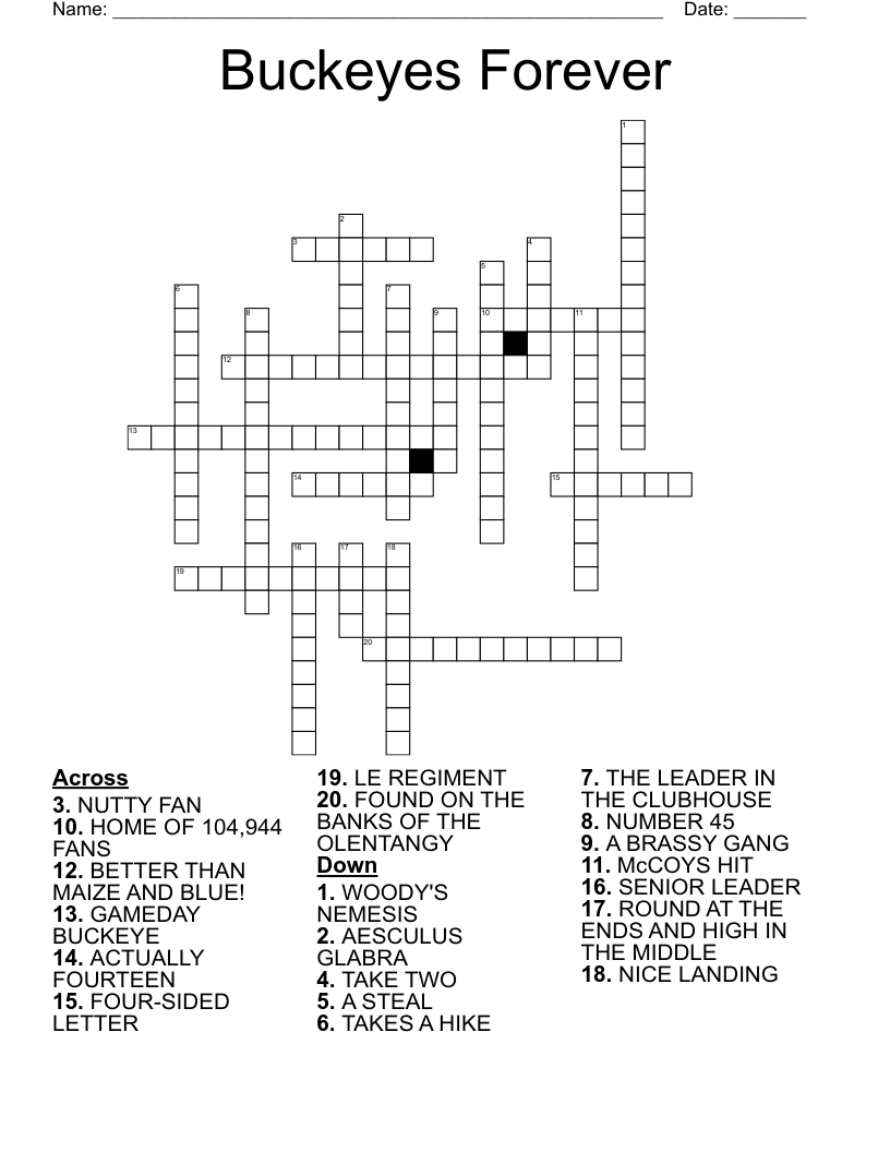 Buckeyes Forever Crossword