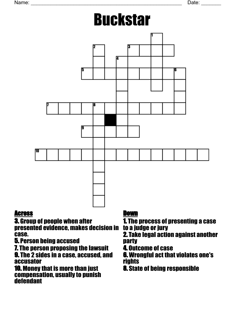 Buckstar Crossword