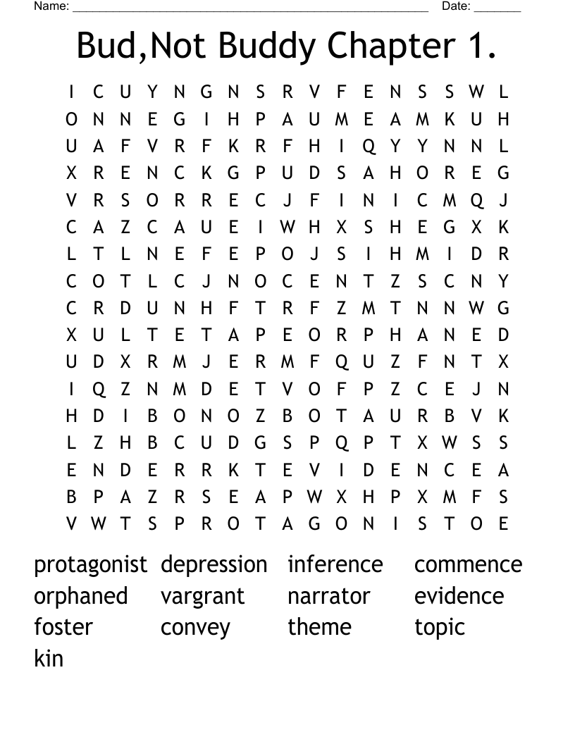 Bud,Not Buddy Chapter 1. Word Search