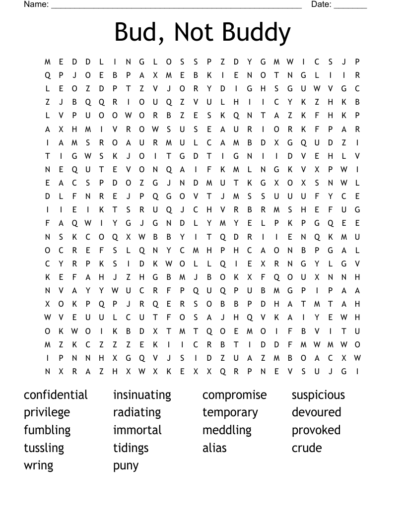 Bud, Not Buddy Word Search