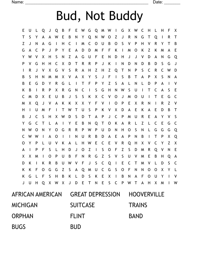 Bud, Not Buddy Word Search