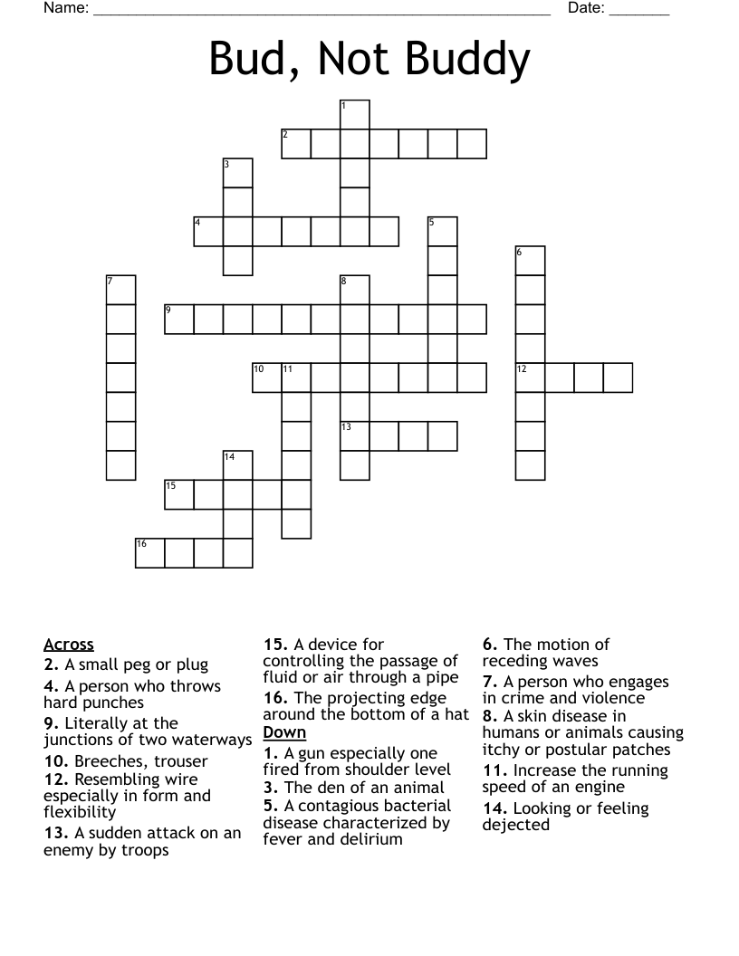 Bud, Not Buddy Crossword