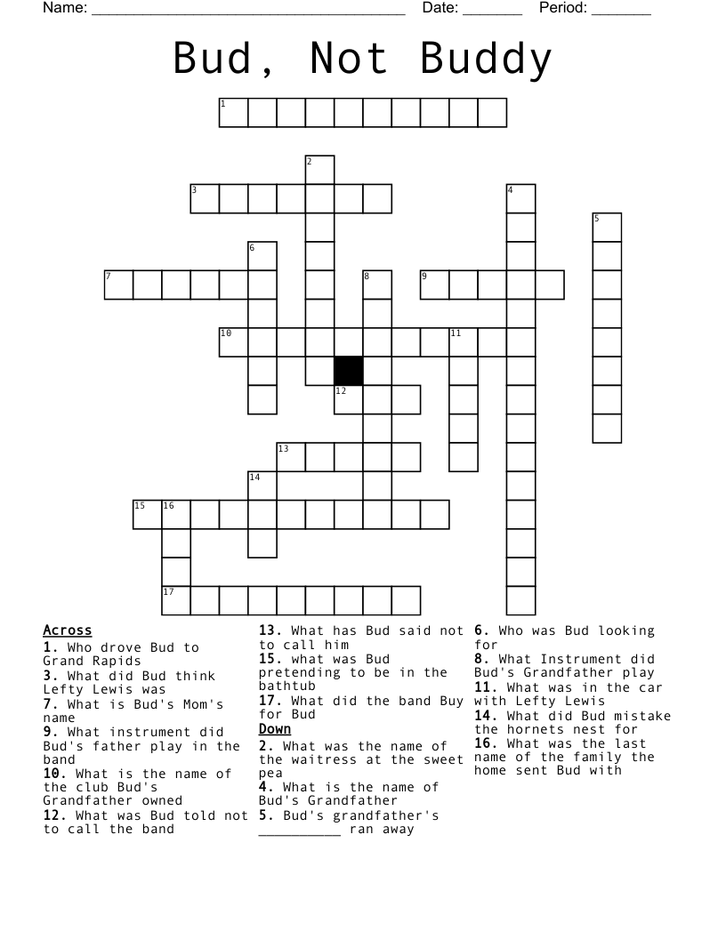 Bud, Not Buddy Crossword
