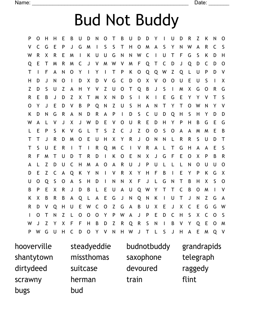 Bud Not Buddy Word Search