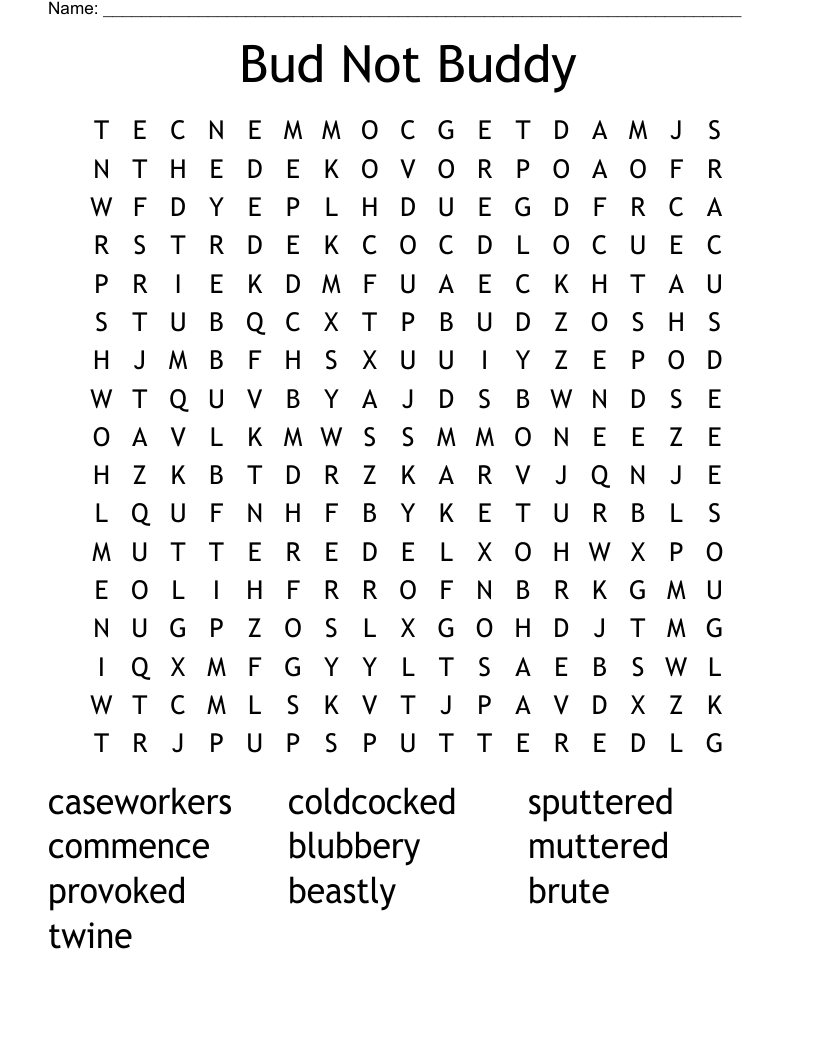 Bud Not Buddy Word Search