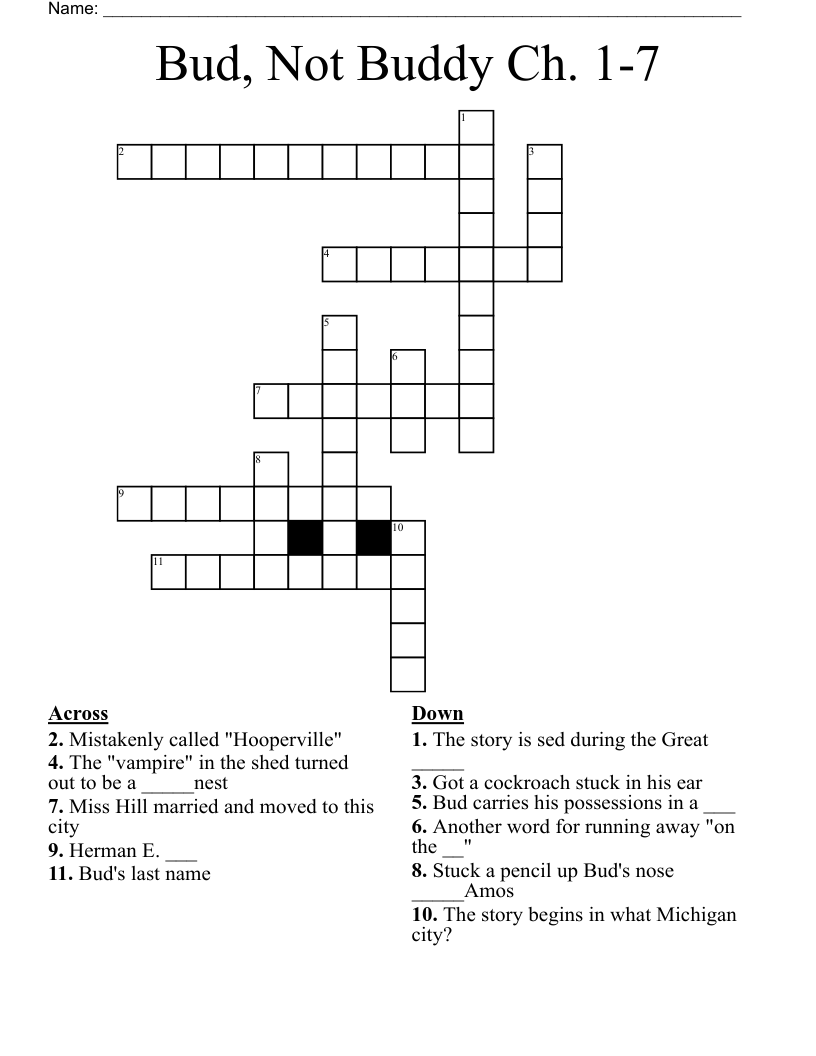 Bud, Not Buddy Ch. 1-7 Crossword