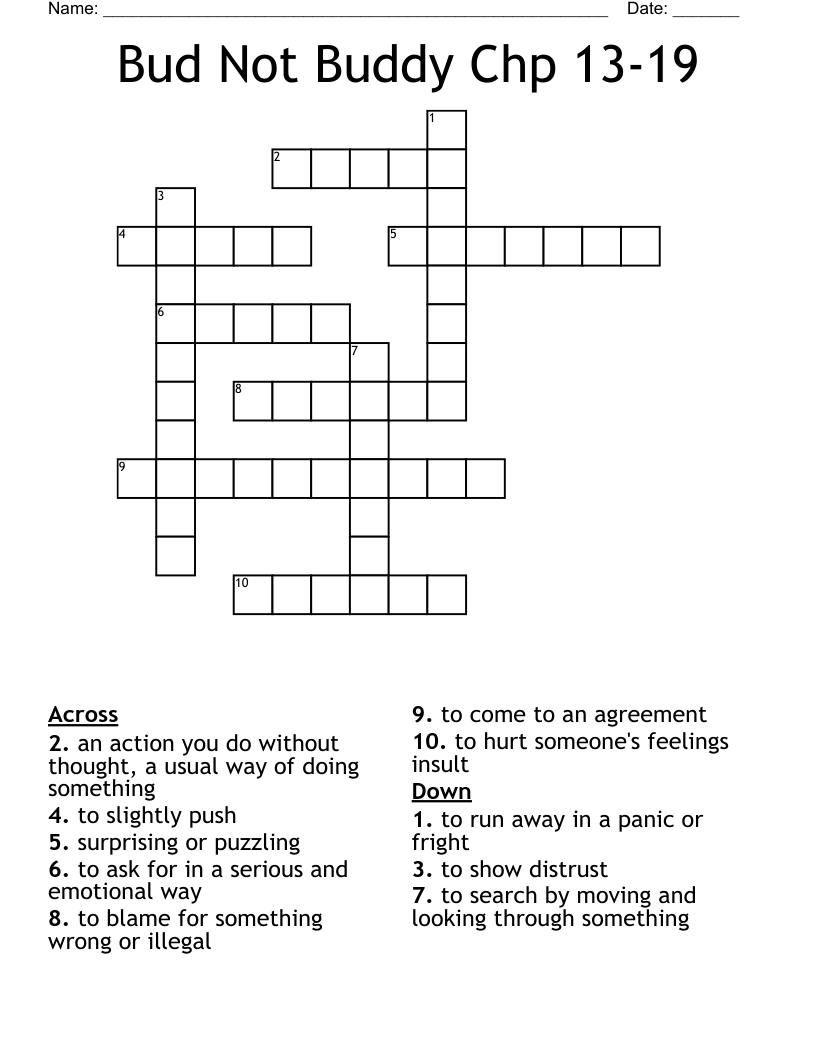 Bud Not Buddy Chp 13-19 Crossword