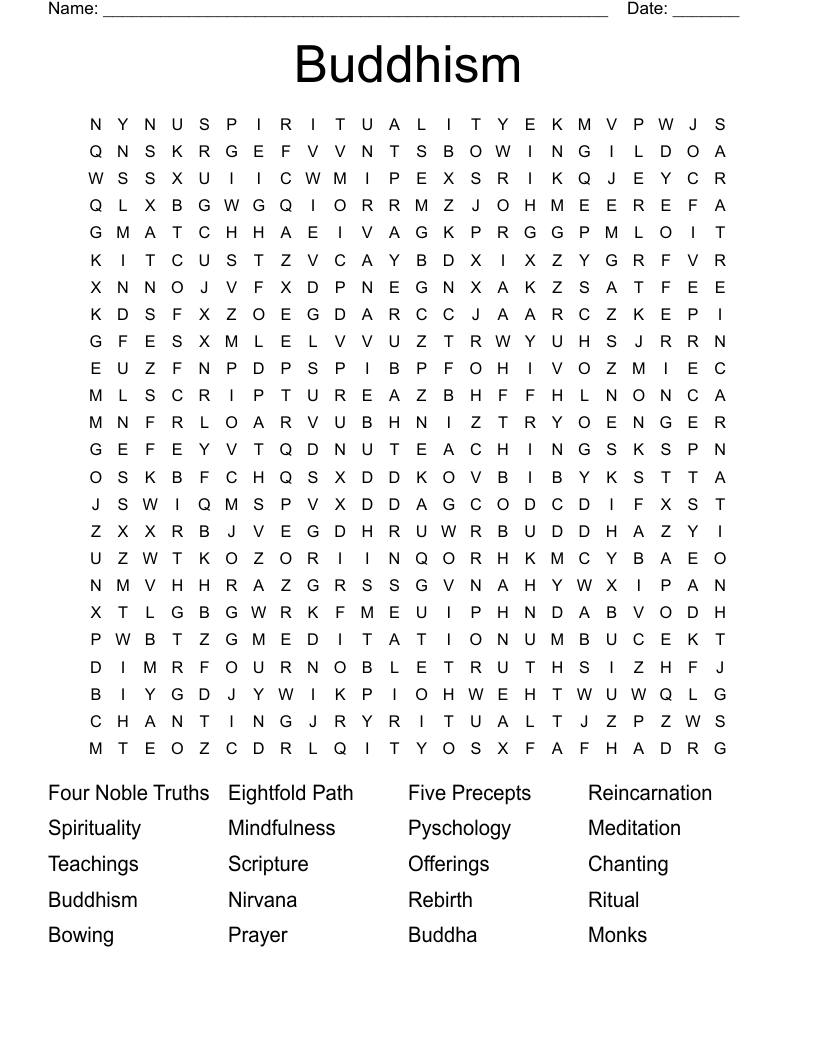 Buddhism Word Search