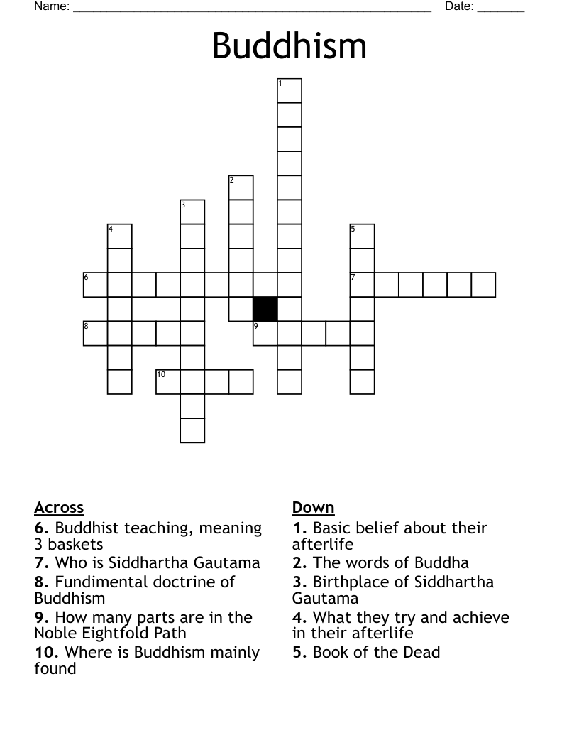Buddhism Crossword