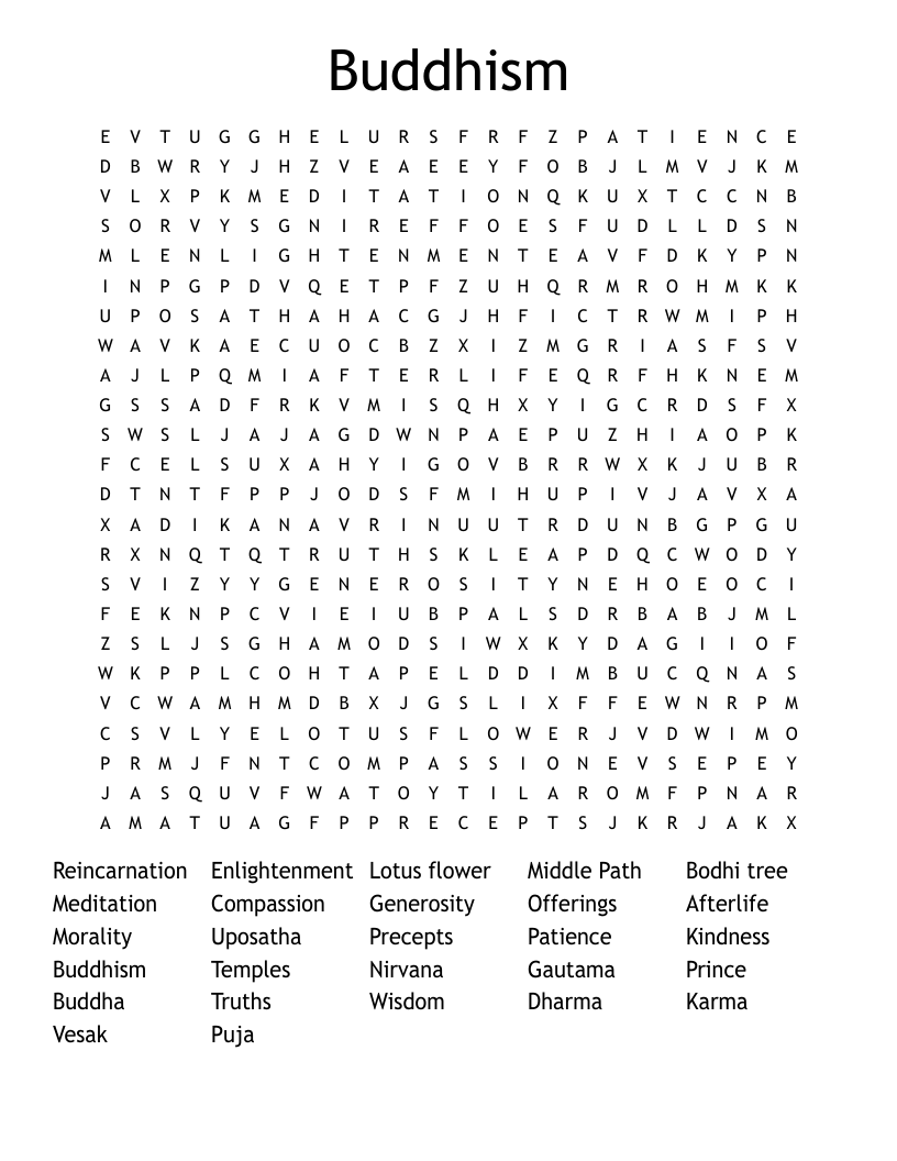 Buddhism Word Search