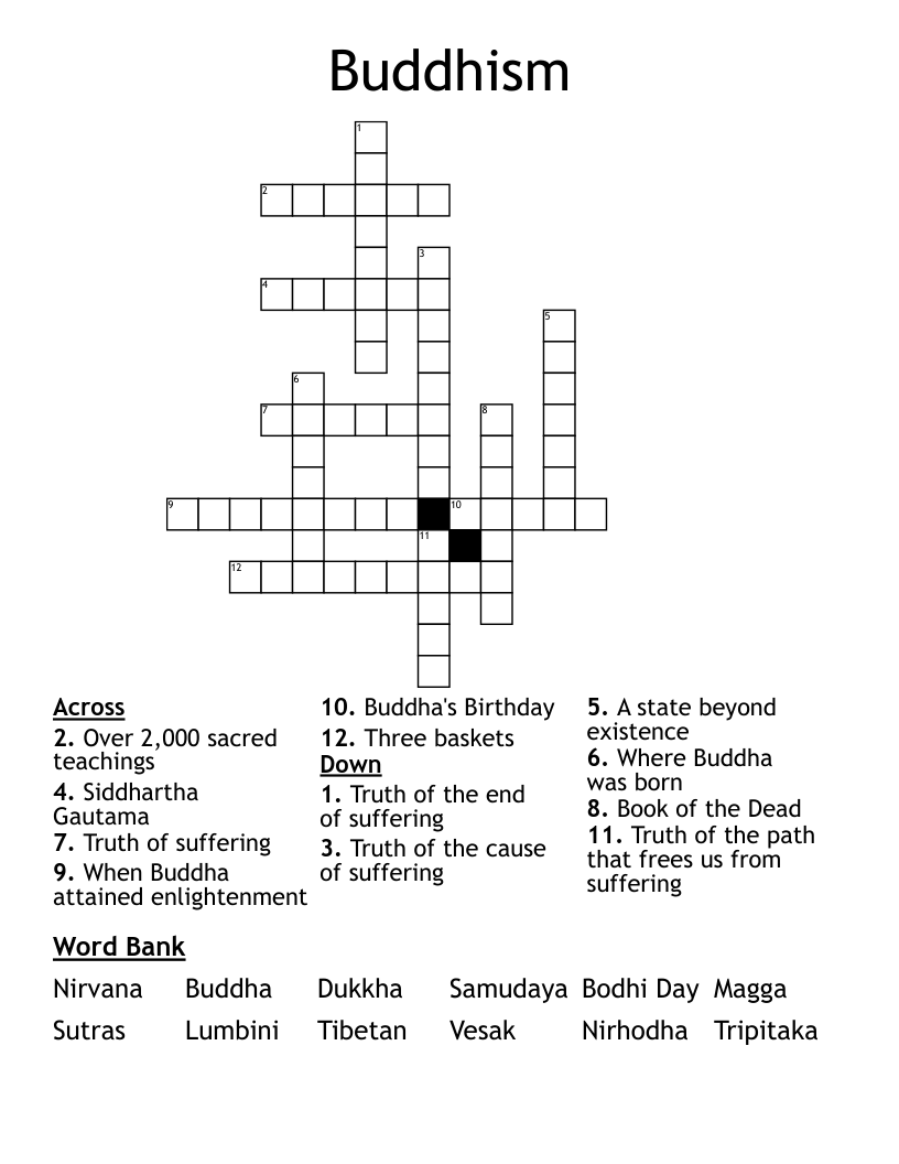 Buddhism Crossword