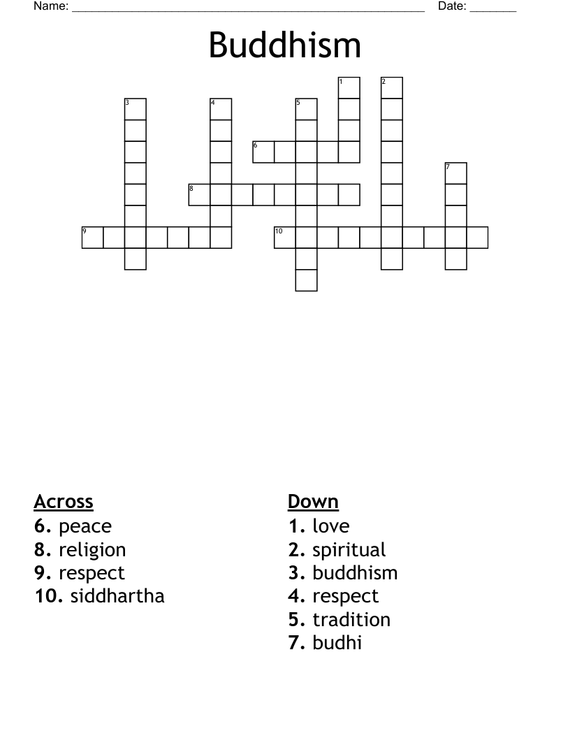 Buddhism Crossword