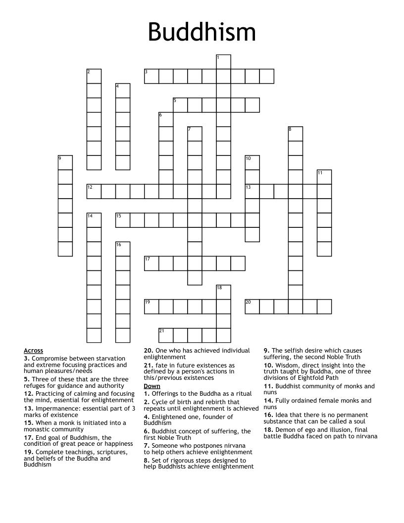 Buddhism Crossword