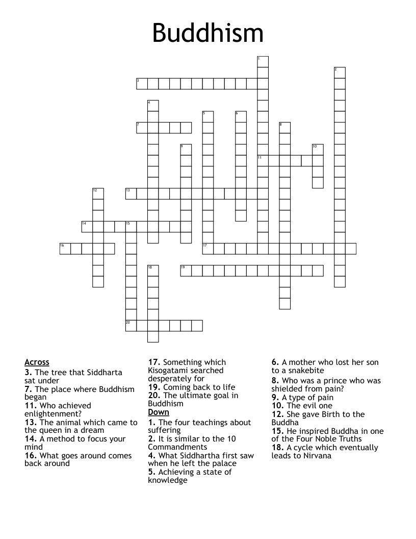 Buddhism Crossword