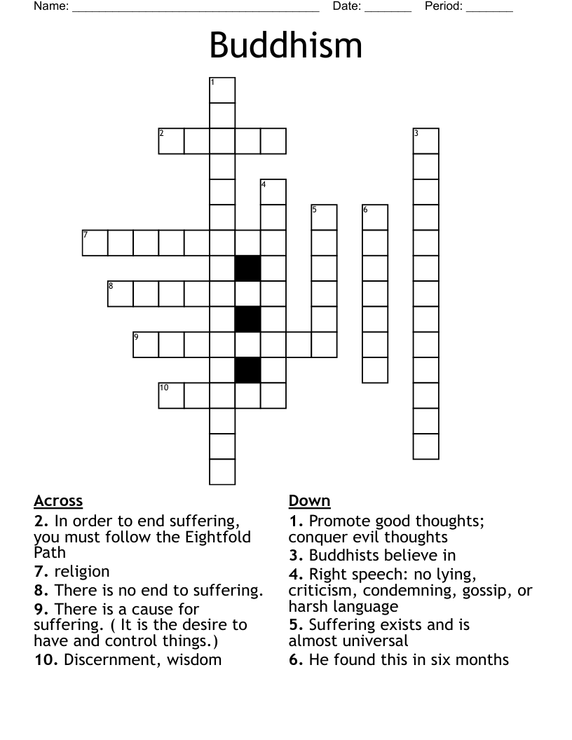 Buddhism Crossword