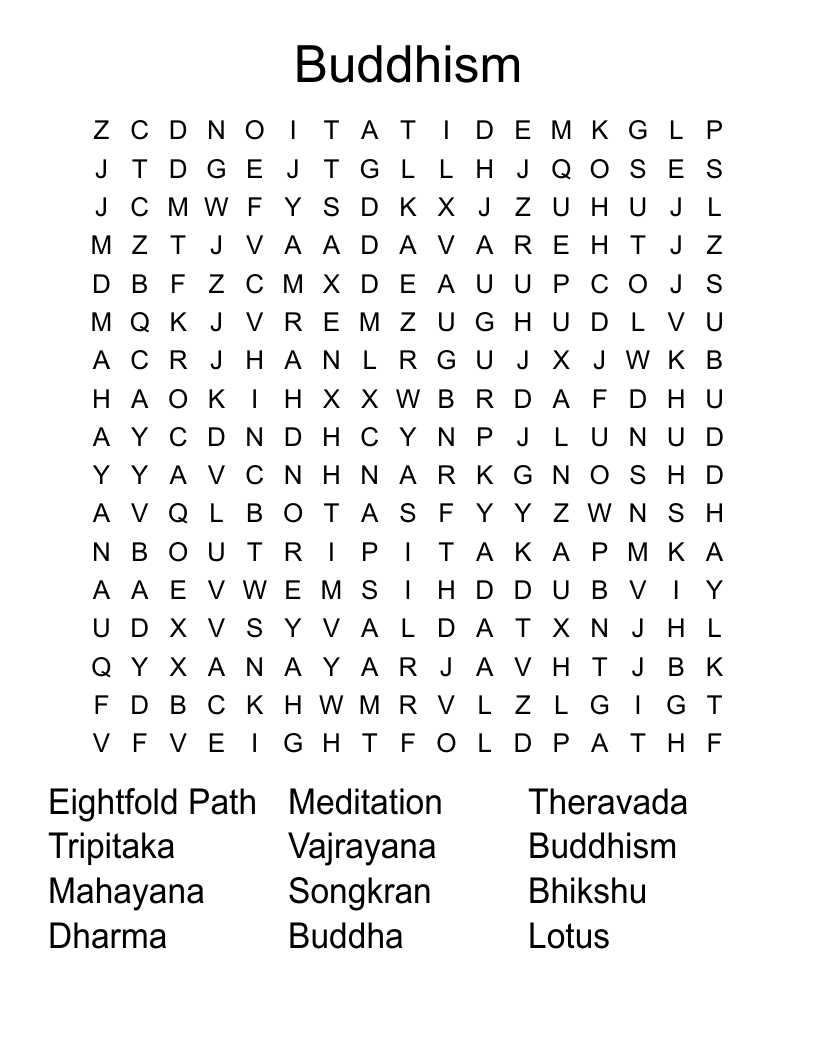 Buddhism Word Search