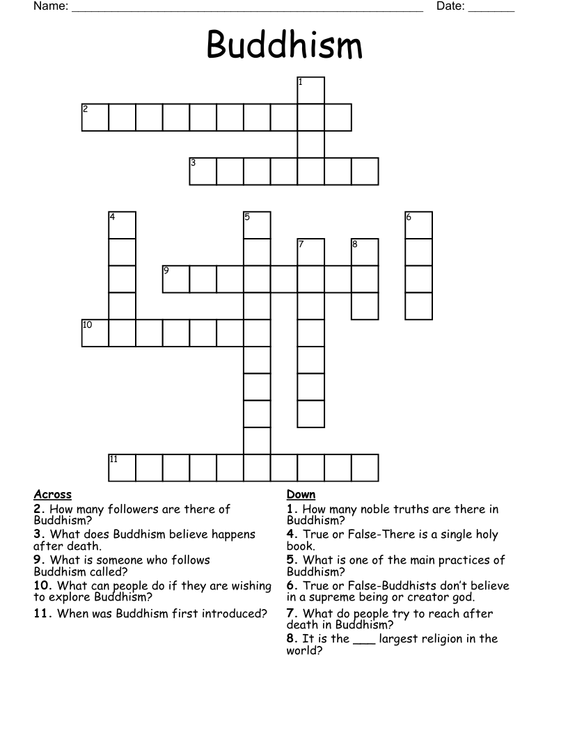 Buddhism Crossword