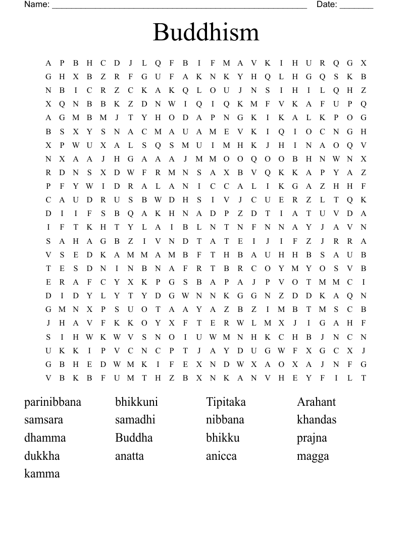Buddhism Word Search