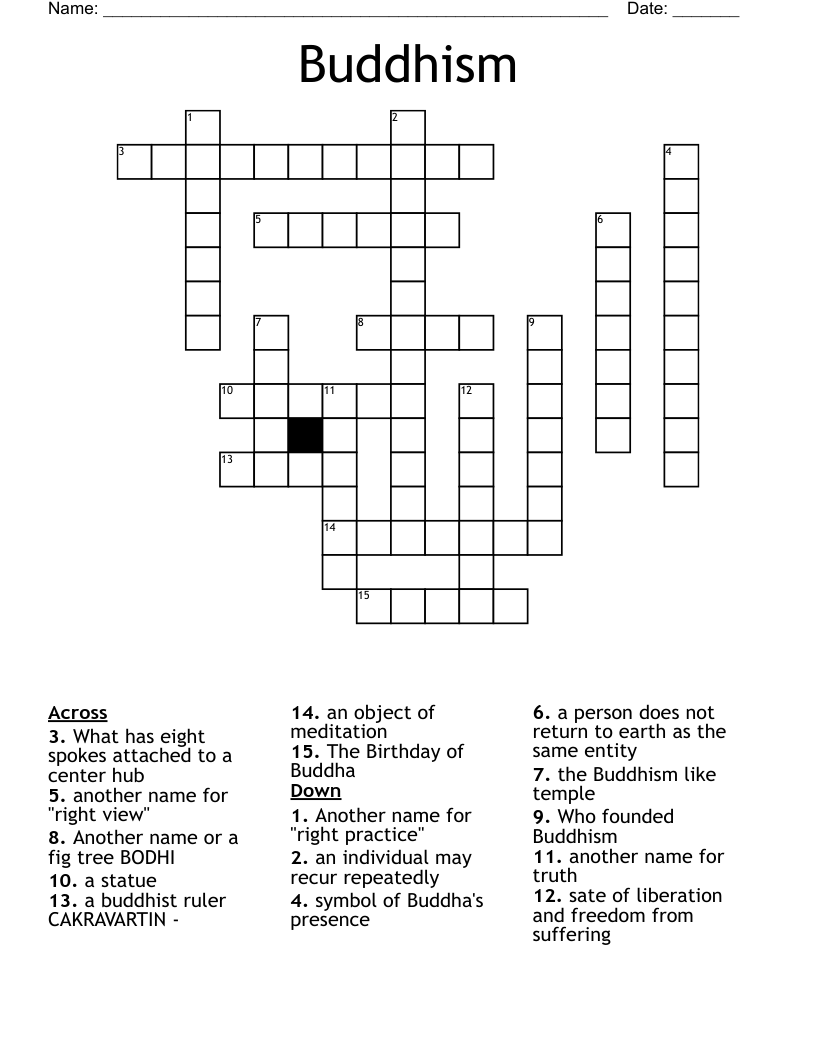 Buddhism Crossword