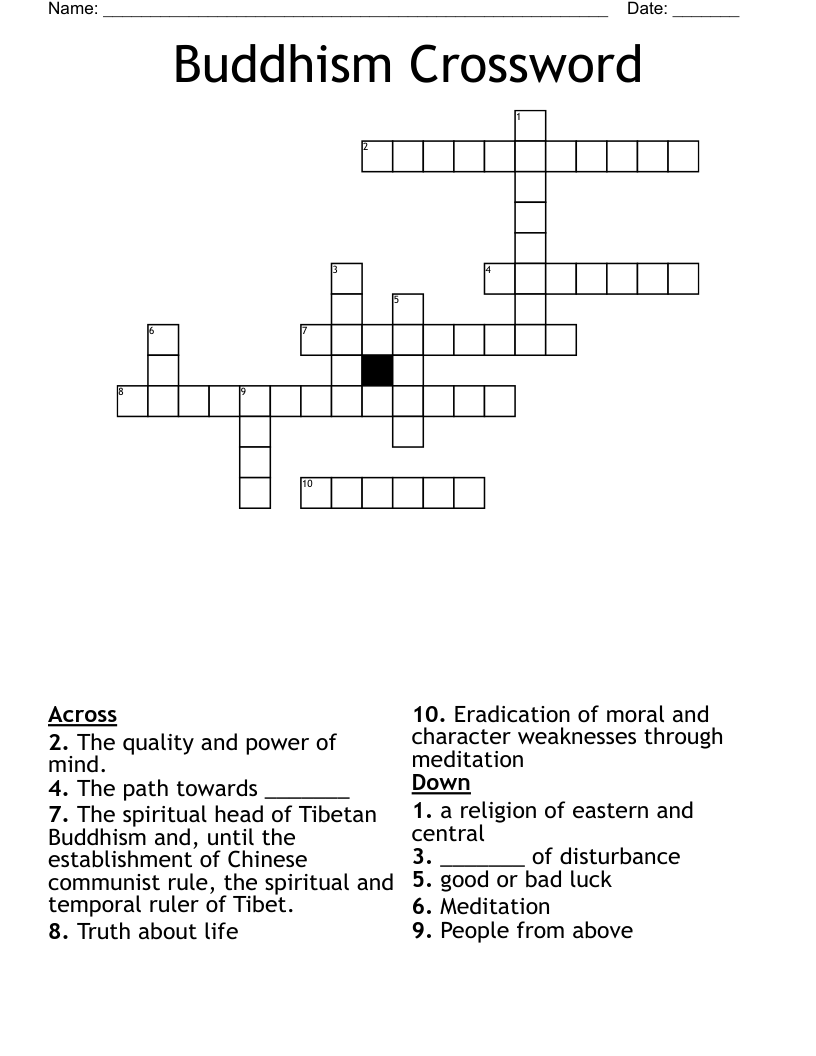Buddhism Crossword