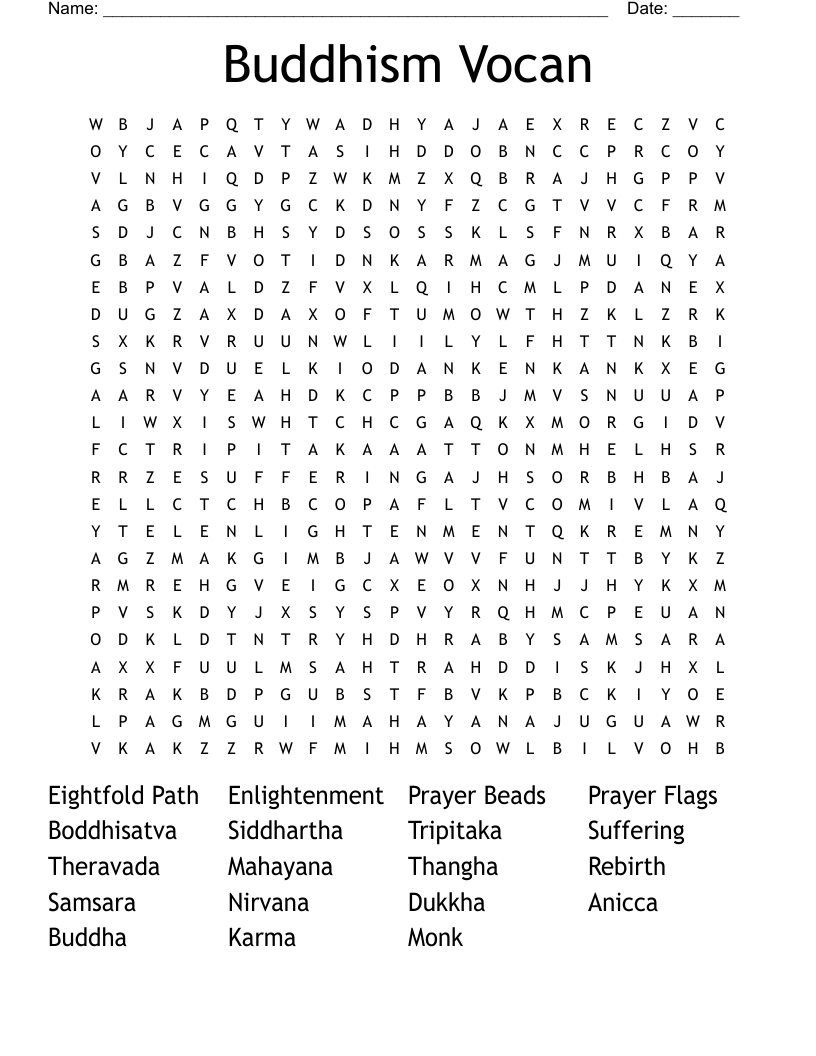 Buddhism Vocan  Word Search