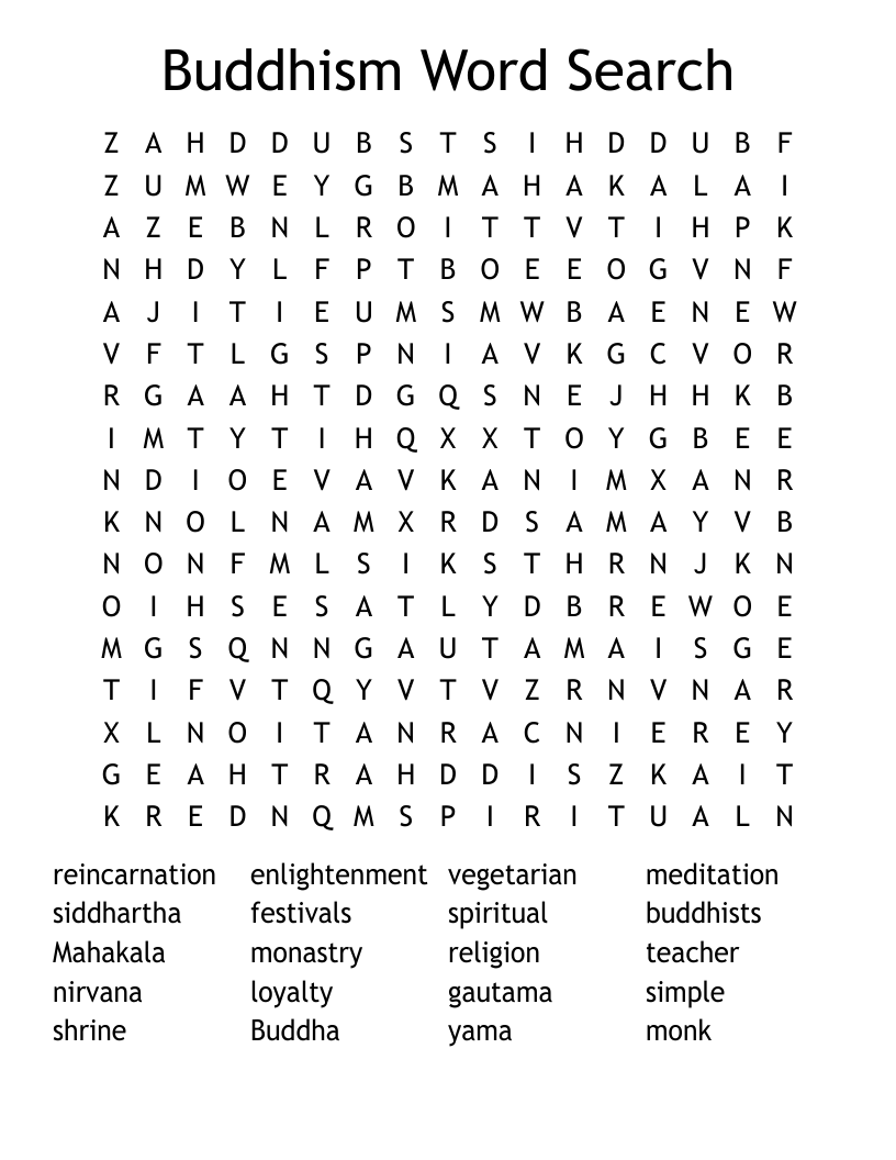 Buddhism Word Search