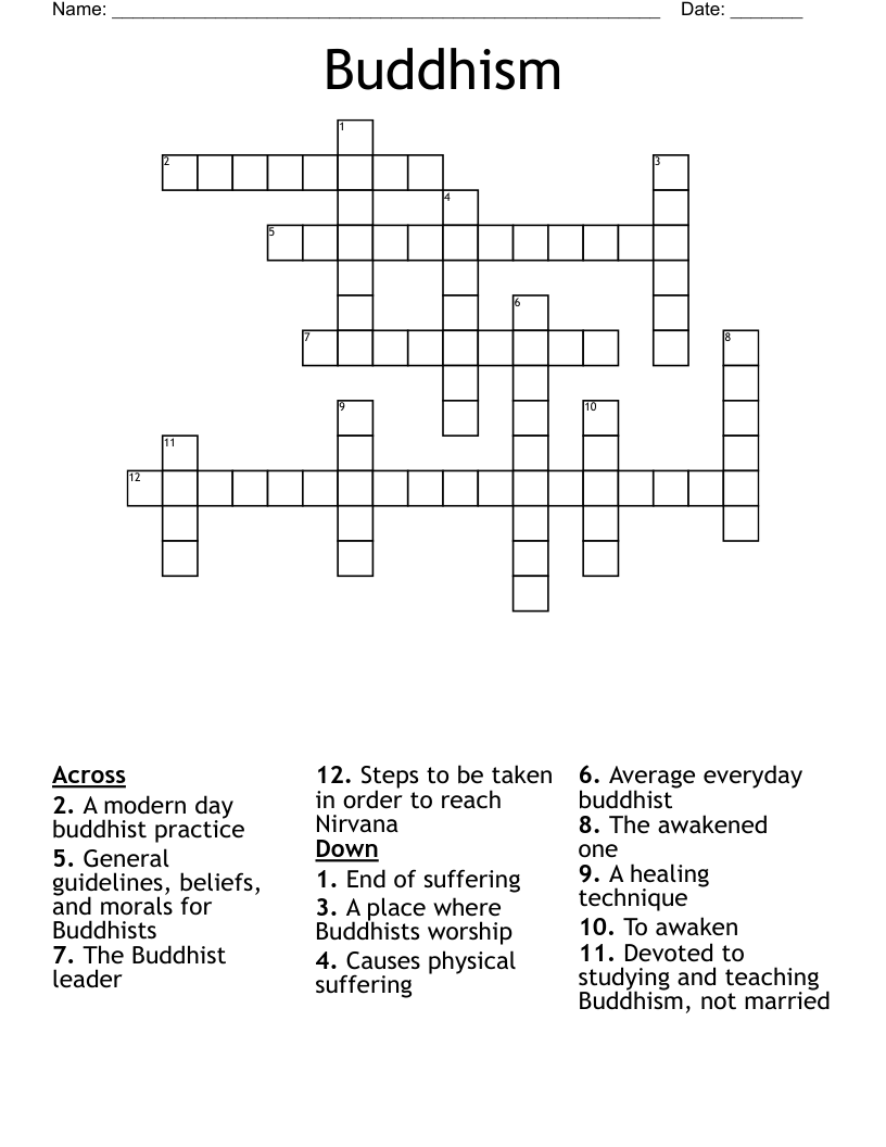 Buddhism  Crossword