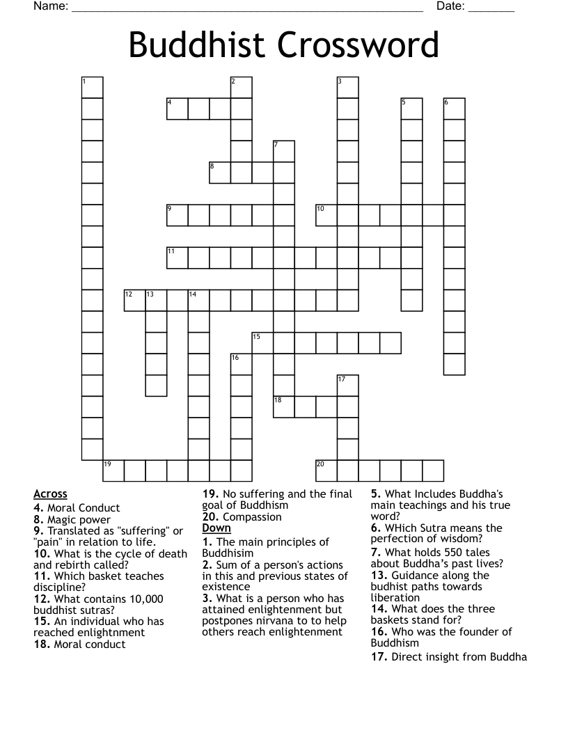 Buddhist Crossword